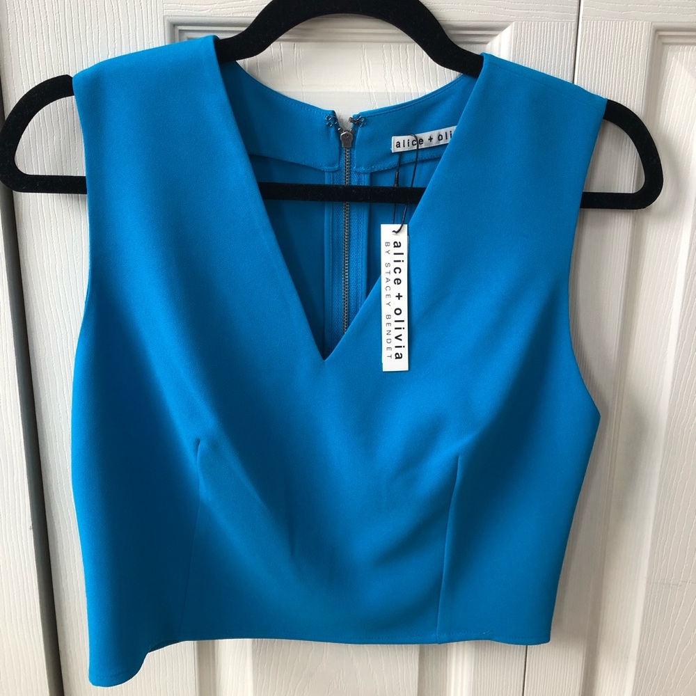 Alice and Olivia Jewel Blue Crop Top